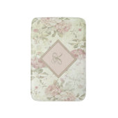 Monogram Roze Groene Bloemige Shabby Chic Roze Roo Badmat (Voorkant Verticaal)