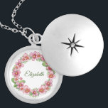 Monogram Roze Groene Floral Bridesmaid Gift Locket Ketting<br><div class="desc">Monogram dit  roze en groene florale ketting. Een groot cadeau voor bruidsmeisjes,  trouwfeest,  de zus van de moeder,  vrienden.</div>