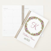Monogram roze groene Floral elk jaar Planner (Display)