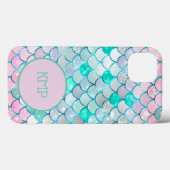 Monogram Roze Groene Glitter Mermaid Scales Case-Mate iPhone Case (Achterkant (horizontaal))