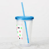 Monogram roze groene pooldots acryl drinkbeker (Links)