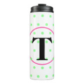 Monogram Roze Groene Stippen Thermosbeker (Voorkant)