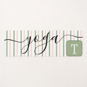 Monogram Roze Groene Strepen Yogamat (Voorkant (horizontaal))