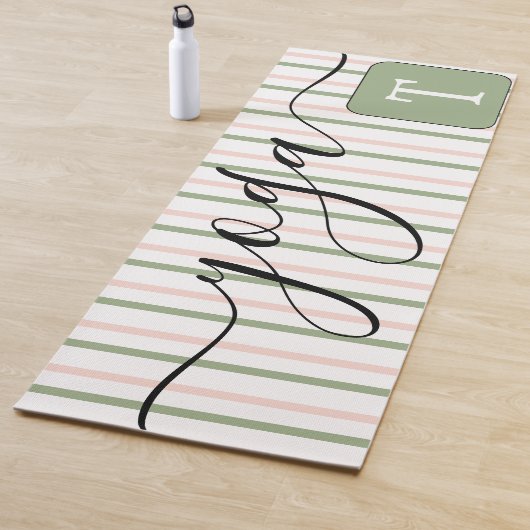 Monogram Roze Groene Strepen Yogamat (In situ)