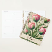 Monogram Roze & Groene  Tulpen Bladmuziek Planner (Display)