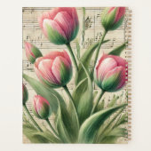 Monogram Roze & Groene  Tulpen Bladmuziek Planner (Achterkant)