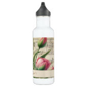 Monogram Roze & Groene  Tulpen Bladmuziek Waterfles (Rechts)