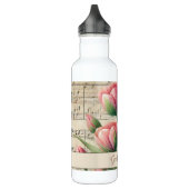 Monogram Roze & Groene  Tulpen Bladmuziek Waterfles (Links)