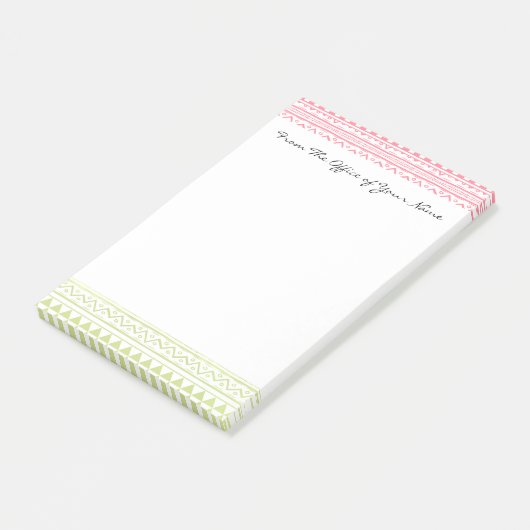 Monogram roze groene Waterverf Tribale Printerpatr Post-it® Notes (Schuin)