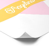 Monogram Roze Hart Kroon Naam Meisjesachtige Prins Poster (Hoek)