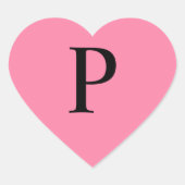 Monogram Roze Hart Sticker (Voorkant)