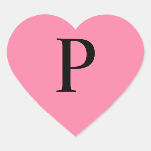 Monogram Roze Hart Sticker
