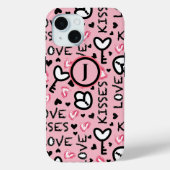 Monogram Roze Harten Liefde Kisses Valentijnsdag Case-Mate iPhone Case (Achterkant)