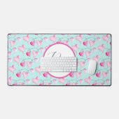 Monogram roze harten schattig bureaumat (Keyboard & Muis)