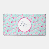Monogram roze harten schattig bureaumat (Voorkant)