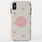 Monogram roze hartenpatroon Case-Mate iPhone case (Achterkant)
