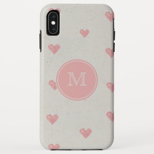 Monogram roze hartenpatroon Case-Mate iPhone case (Achterkant)