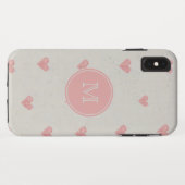 Monogram roze hartenpatroon Case-Mate iPhone case (Achterkant (horizontaal))