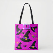 Monogram Roze Heksen Halloween Petten Tote Bag (Voorkant)