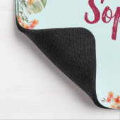 Monogram Roze Hibiscus Bloemen Tropische Bloemen Muismat (Hoek)