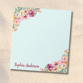 Monogram Roze Hibiscus Bloemen Tropische Bloemen Notitieblok