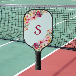 Monogram Roze Hibiscus Bloemen Tropische Bloemen Pickleball Paddle