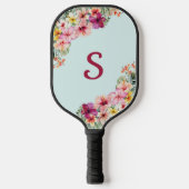 Monogram Roze Hibiscus Bloemen Tropische Bloemen Pickleball Paddle (Voorkant)