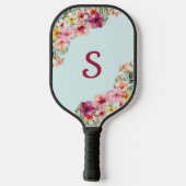 Monogram Roze Hibiscus Bloemen Tropische Bloemen Pickleball Paddle (Achterkant)