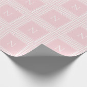 Monogram Roze Houndstooth Cadeaupapier (Hoek)