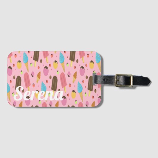 Monogram roze ijs bagagelabel (Voorkant (horizontaal))