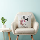 Monogram roze Initiaal F Kussen (Stoel)