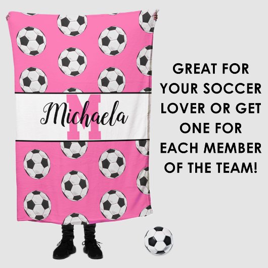 Monogram Roze Initiaal Voetbal Fleece Deken
