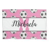 Monogram roze Initiaal Voetbal Patroon Kussensloop (Voorkant)