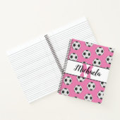 Monogram roze Initiaal Voetbal Patroon Notitieboek (Binnen)