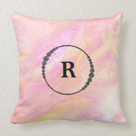 *~* Monogram roze Iridescent Abrstract Marmer Kussen