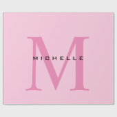 Monogram Roze Jouw naam Speciaal geschenk Geliefde Cadeaupapier (Vlak)