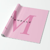 Monogram Roze Jouw naam Speciaal geschenk Geliefde Cadeaupapier (Uitgerold)
