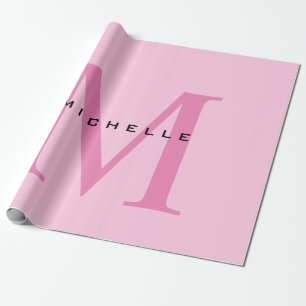 Monogram Roze Jouw naam Speciaal geschenk Geliefde Cadeaupapier