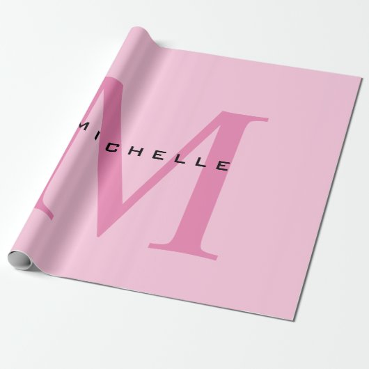 Monogram Roze Jouw naam Speciaal geschenk Geliefde Cadeaupapier (Uitgerold)