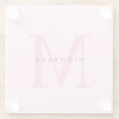 Monogram Roze Jouw naam Speciaal geschenk Geliefde Glazen Onderzetter (Achterkant)