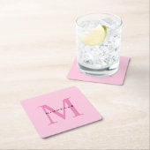 Monogram Roze Jouw naam Speciaal geschenk Geliefde Kartonnen Onderzetters (Insitu)