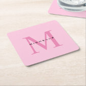 Monogram Roze Jouw naam Speciaal geschenk Geliefde Kartonnen Onderzetters (Schuin)