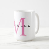 Monogram Roze Jouw naam Speciaal geschenk Geliefde Koffiemok (Voorkant rechts)