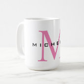 Monogram Roze Jouw naam Speciaal geschenk Geliefde Koffiemok (Voorkant links)