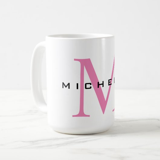 Monogram Roze Jouw naam Speciaal geschenk Geliefde Koffiemok (Voorkant links)