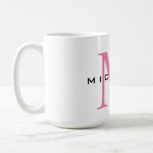Monogram Roze Jouw naam Speciaal geschenk Geliefde Koffiemok (Links)