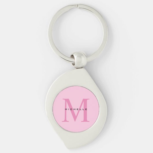 Monogram Roze Jouw naam Speciaal geschenk Geliefde Sleutelhanger (Voorkant)