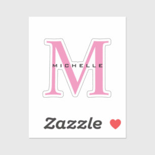 Monogram Roze Jouw naam Speciaal geschenk Geliefde Sticker