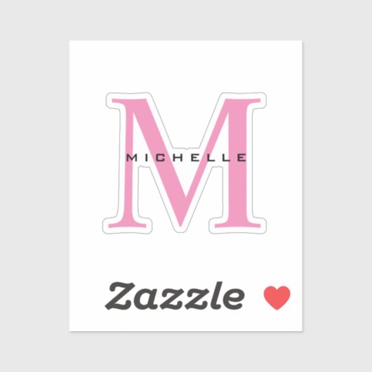 Monogram Roze Jouw naam Speciaal geschenk Geliefde Sticker (Vel)