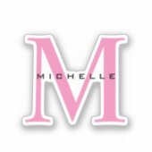 Monogram Roze Jouw naam Speciaal geschenk Geliefde Sticker (Voorkant)